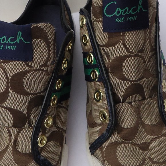 SIZE 6. COACH Folly logo canvas & leather sneakers shoes. - Picture 16 of 16